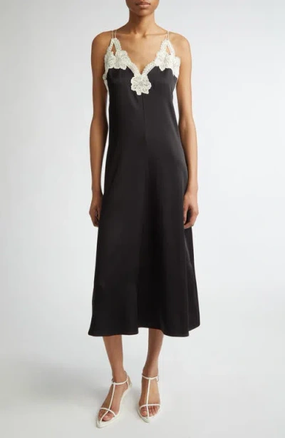 Jil Sander Lace Trim Slipdress In Black