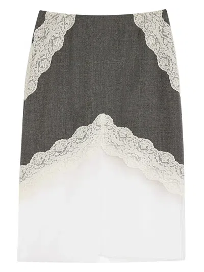 JIL SANDER LACE-TRIMMED LAYERED SKIRT