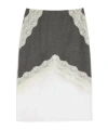 Jil Sander Asymmetric Lace Wool Skirt With Sheer Overlay In Gray