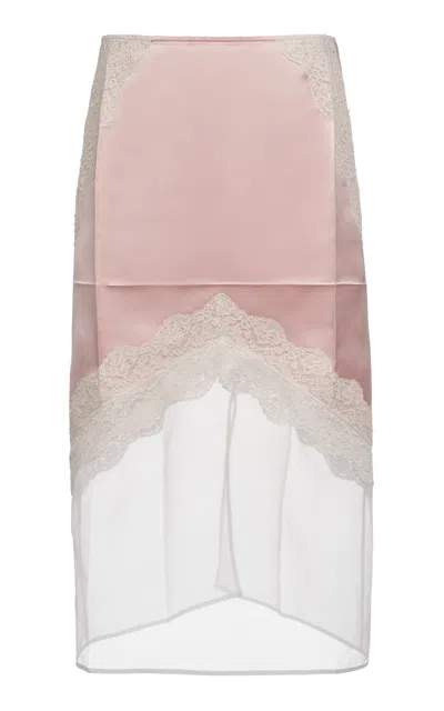 Jil Sander Lace-trimmed Satin Midi Skirt In Pink