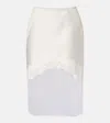 Jil Sander Lace-trimmed Satin Midi Skirt In White
