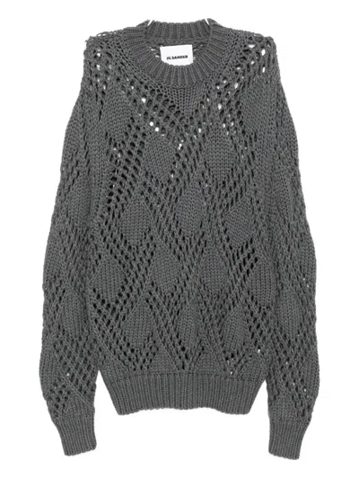 Jil Sander Lace-trimmed Wool Jumper In Gray