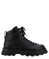 Jil Sander Lace-up Leather Ankle Boots In Black