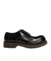 Jil Sander Round Toe Leather Lace-up Shoes With Chunky Sole In Black