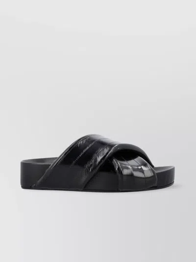 Jil Sander Lace-up Flat Sole Sandals In Black