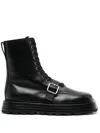Jil Sander Lace-up Leather Ankle Boots In Black