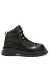 Jil Sander Lace-up Leather Ankle Boots In Black