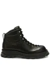 Jil Sander Lace-up Leather Ankle Boots In Schwarz
