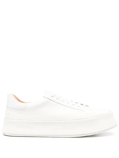 Jil Sander White Low-top Platform Sneakers In 102 Neve