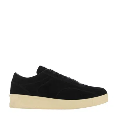 Jil Sander Lace-up Leather Sneakers In Black