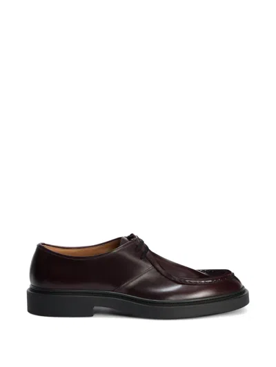 Jil Sander Lace-up Leather Derby Shoes In Burgundy