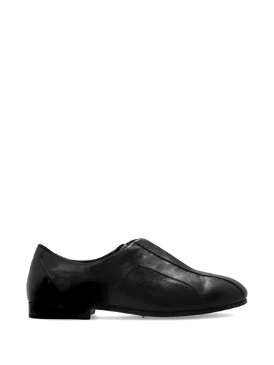 Jil Sander Lace-up Leather Sneakers In Black