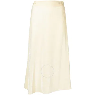 Jil Sander Ladies Cosmic Latte Low Waist Velvet A-line Midi Skirt In Neutral