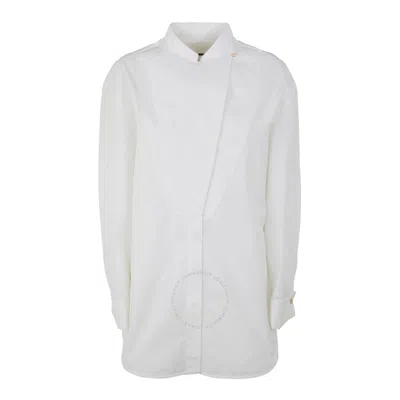 Jil Sander Ladies Optic White Wrap-design Cotton Shirt