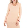 Jil Sander Ladies Ribbed-knit V-neck Sweater In Pink
