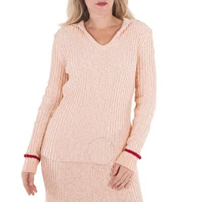 Jil Sander Ladies Ribbed-knit V-neck Sweater In White