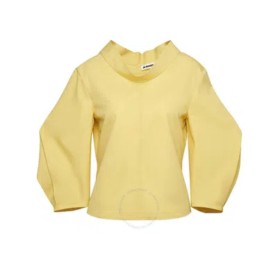 Jil Sander Ladies Sunbeam Cowl-effect Cotton Blouse In Yellow