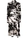 JIL SANDER LAGOON FLOWER-PRINT ASYMMETRIC DRESS