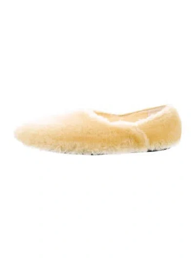 Pre-owned Jil Sander Lamb Fur Flats In Yellow
