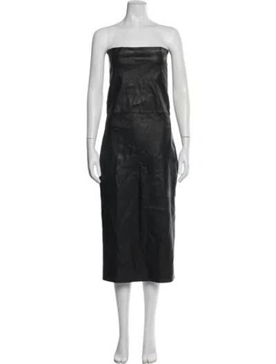 Pre-owned Jil Sander Lamb Leather Knee-length Dress In Black