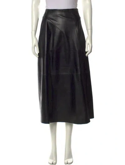 Pre-owned Jil Sander Lamb Leather Midi Length Skirt In Black