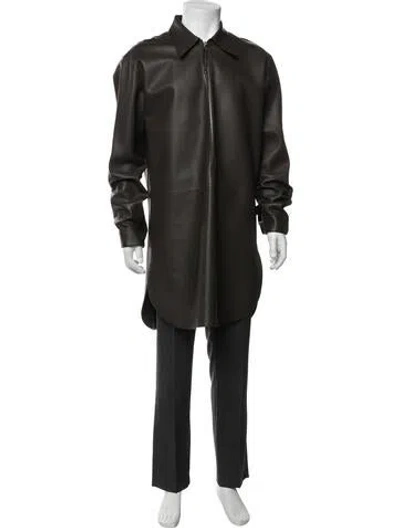 Pre-owned Jil Sander Lamb Leather Overcoat In Gray