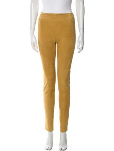Pre-owned Jil Sander Lamb Leather Skinny Leg Pants In Yellow