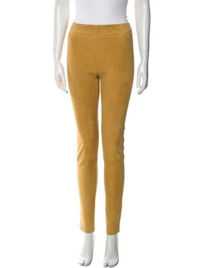 Pre-owned Jil Sander Lamb Leather Skinny Leg Pants In Yellow