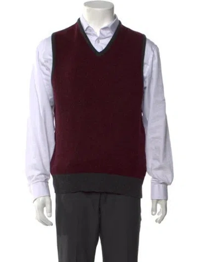 Pre-owned Jil Sander Lambswool V-neck Sweater Vest In Burgundy