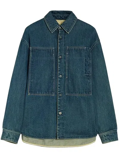 Jil Sander Denim Jacket Featuring Chest Pocket And Contrast Stitching In Blue
