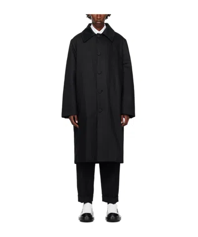 Jil Sander Lapel Button-down Coat In Black