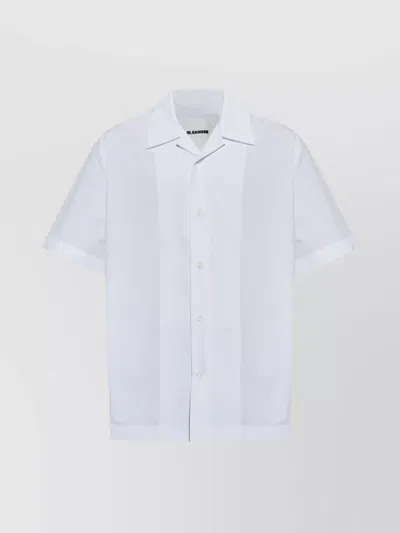 Jil Sander Lapel Collar Short Sleeves Organic Cotton Shirt With Tailored Fit In Grey