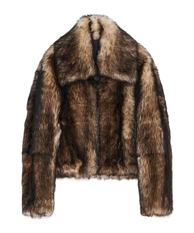 Jil Sander Lapel Fur In Brown