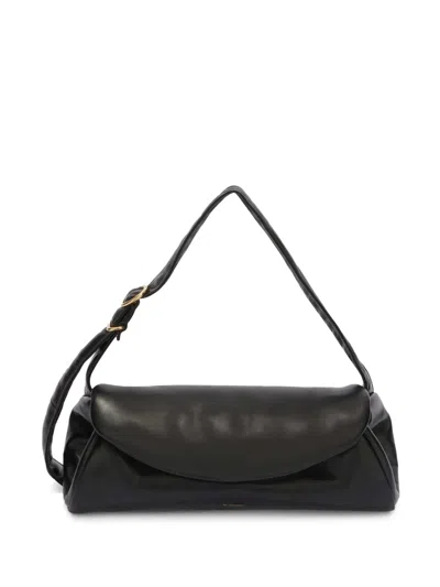 Jil Sander Large Cannolo Padded Shoulder Bag In Black