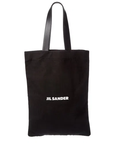 JIL SANDER LARGE CANVAS & LEATHER TOTE