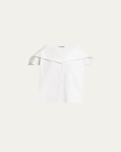 Jil Sander Large Cape Collar Volume Top In White