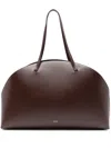 Jil Sander Chocolate Leather Medium Curve Shoulder Bag In Brown