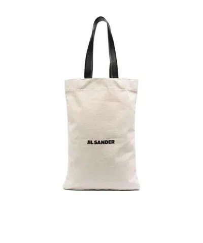Jil Sander Beige Large Flat Shopper Tote In 102 Natural