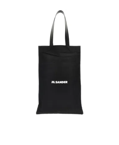 Jil Sander Flat Shopper Large Shopping Bag In Black