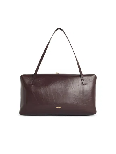 Jil Sander Large 'goji Pillow' Brown Leather Bag In Pattern