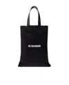 Jil Sander Black Tote Bag With Logo Print In Canvas Woman In Black