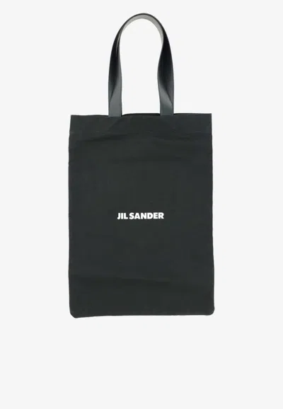 JIL SANDER LARGE LOGO PRINT TOTE BAG