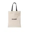 Jil Sander White White Logo Large Tote In Nude