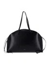 Jil Sander 'curve Medium' Black Shoulder Bag With Embossed Logo On The Front And Curved Design In Black  