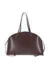 Jil Sander Chocolate Leather Medium Curve Shoulder Bag In Brown