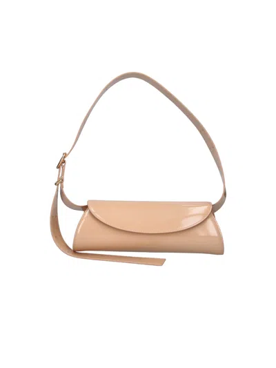 Jil Sander Beige Large Cannolo Calfskin Shoulder Bag In Purple
