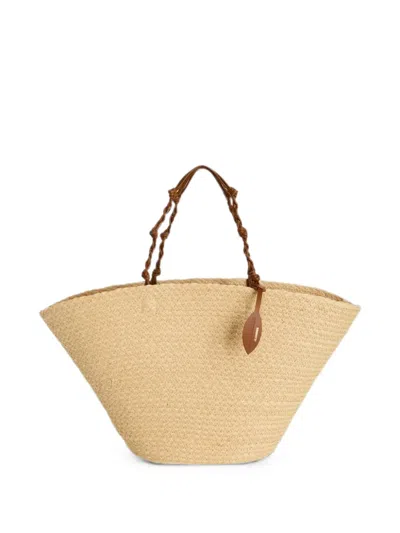 Jil Sander Large Tangle Woven Tote Bag In Neutral