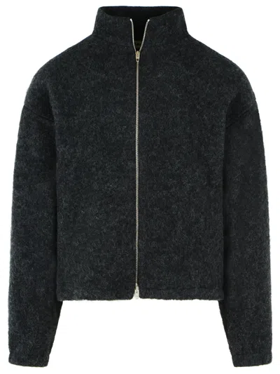 Jil Sander Lava Stone Wool Fleece Sweatshirt In Gray