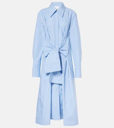 Jil Sander Pinstripe Cotton Shirt Dress In Multi