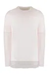 Jil Sander Layered Cotton T-shirt With Sheer Tulle Overlay In Neutral